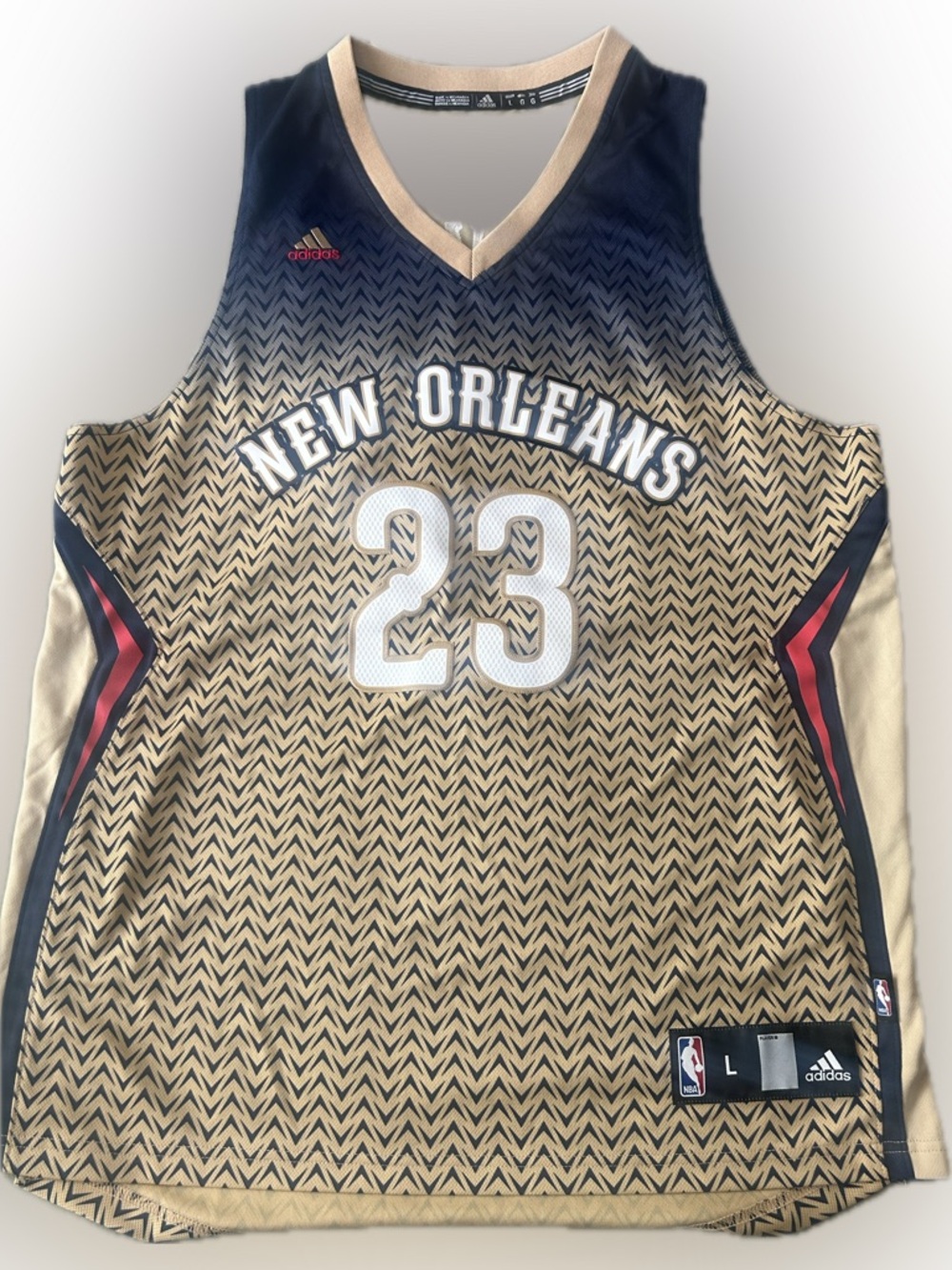 adidas New Orleans #23 Gold and Navy Gradient Basketball Jersey